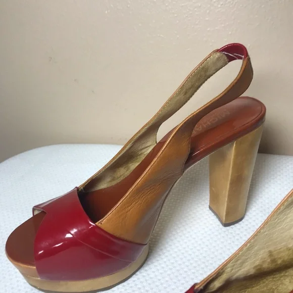 MICHAEL KORS women's platform sandals red/tan Open toe chunky size 6 M - Picture 5 of 14